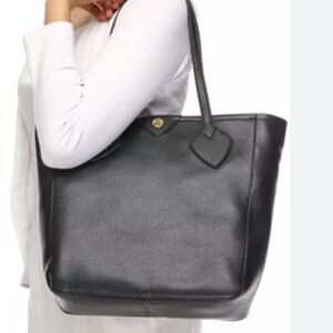 Anne Klein Women's Large Georgia Tote Bag With Zip  12" x 12.2" x 5" Black